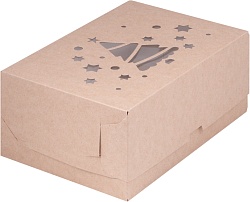 Коробка на 6 капкейков "Елка" крафт